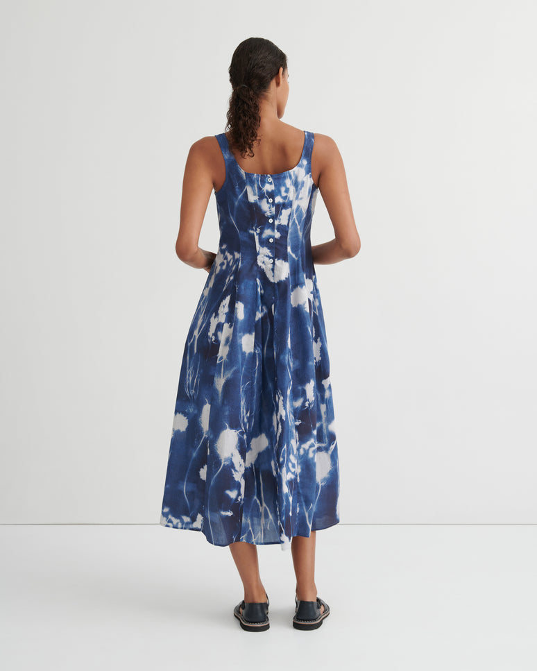 Kowtow Midnight Dress - Cyanotype Floral