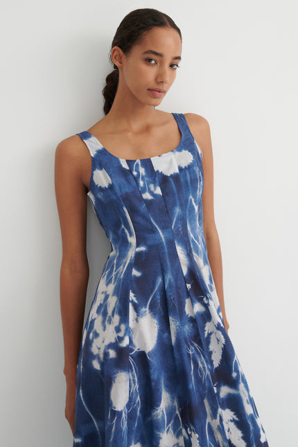 Kowtow Midnight Dress - Cyanotype Floral
