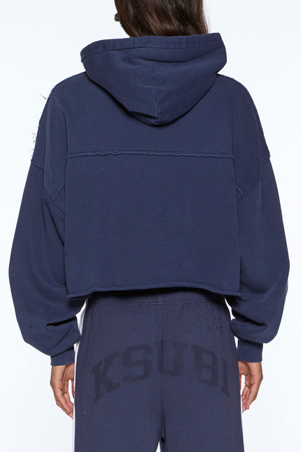Ksubi Oh G Hoodie Cropped - Ink Blue