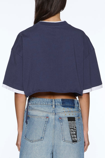 Ksubi 99 Boyfriend Cropped SS Tee - Ink Blue