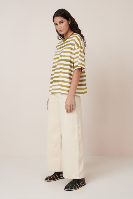 Kowtow Oversized Boxy tee - Brushstroke Stripe