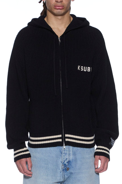 Ksubi Boxer Zip Knit Hoodie Midnight - Black