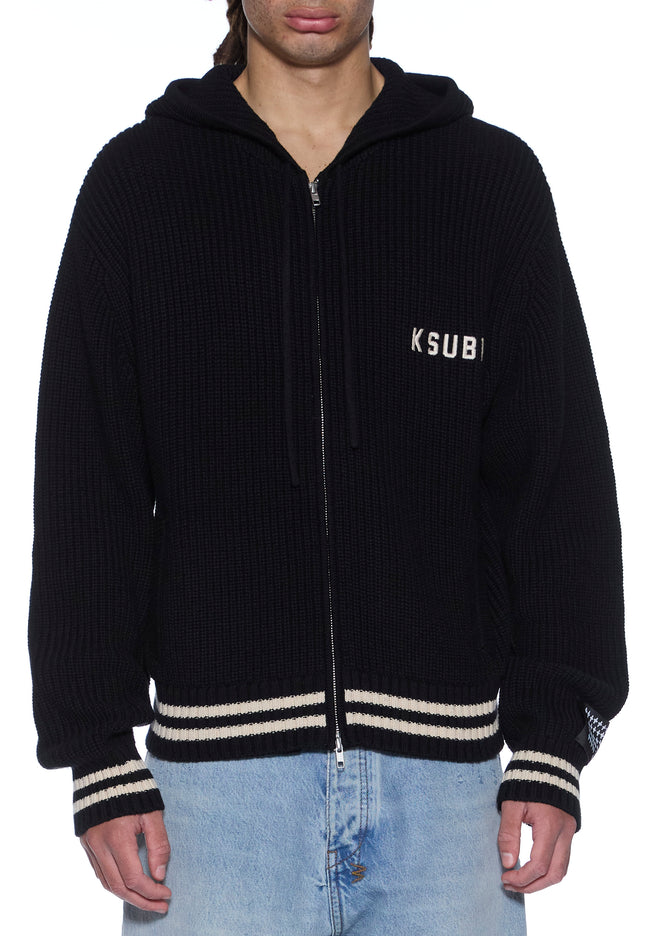 Ksubi Boxer Zip Knit Hoodie Midnight - Black
