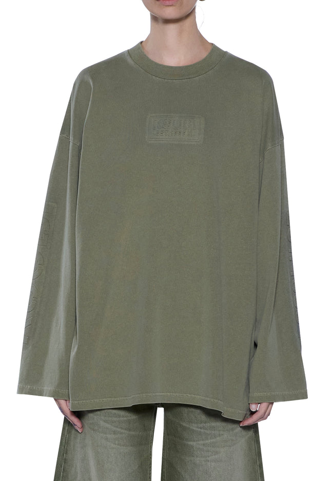 Ksubi State Stencil Boyfriend LS Tee Militant - Khaki