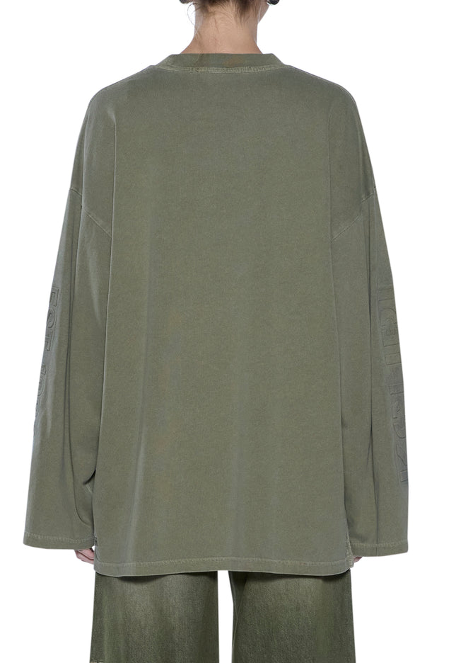 Ksubi State Stencil Boyfriend LS Tee Militant - Khaki