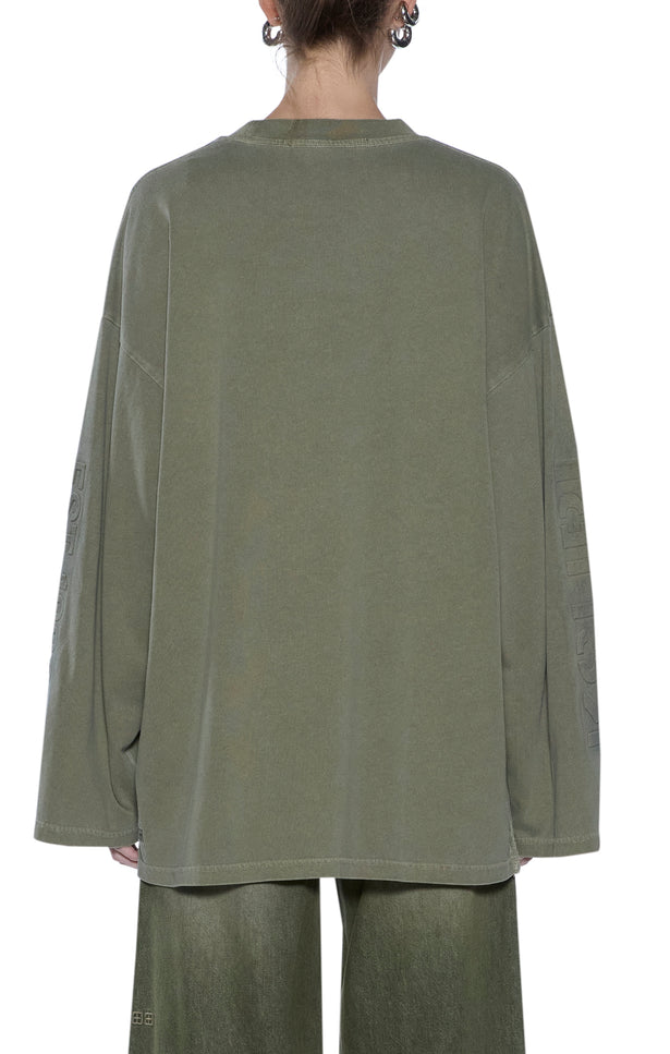 Ksubi State Stencil Boyfriend LS Tee Militant - Khaki