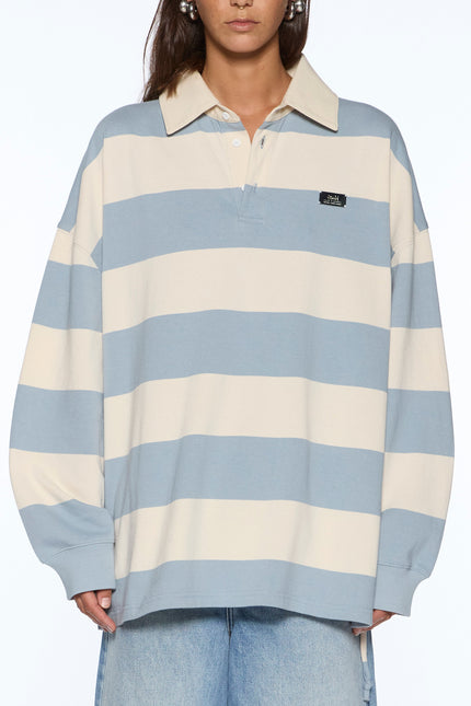 Ksubi Rugged Rugby Jersey Blue Steel Bone - Charcoal