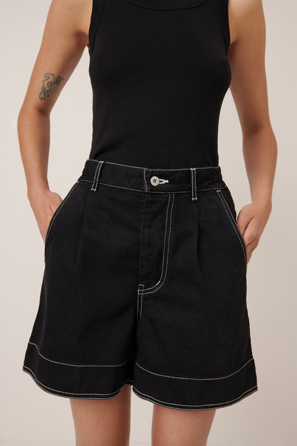 Kowtow Outline Shorts - Black Denim