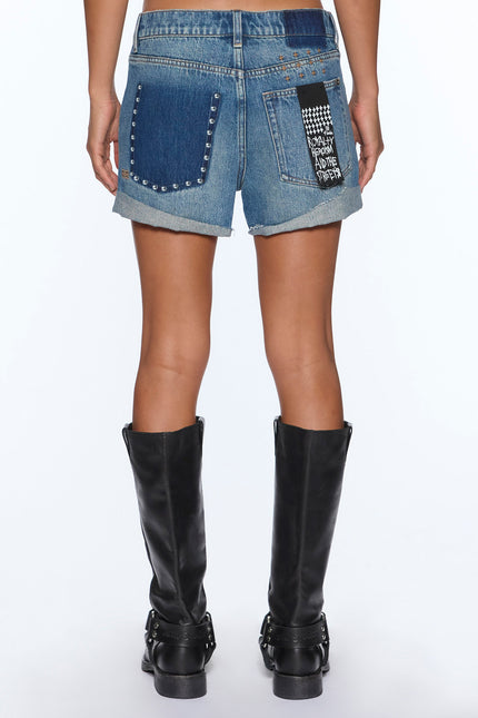 Ksubi Slouch Short Texas Blue Studded