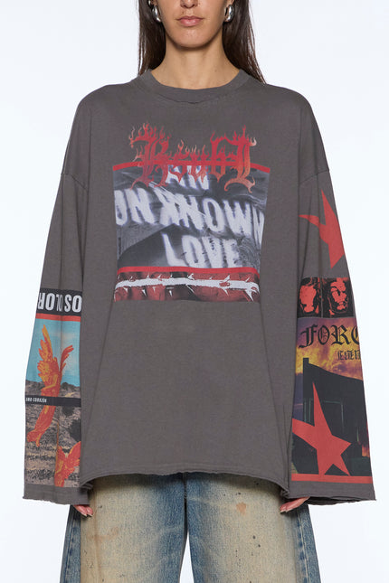 Ksubi Altar Long Sleeve Boyfriend Tee - Charcoal