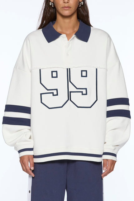Ksubi 99 Boyfriend Polo Sweatshirt - Vintage White