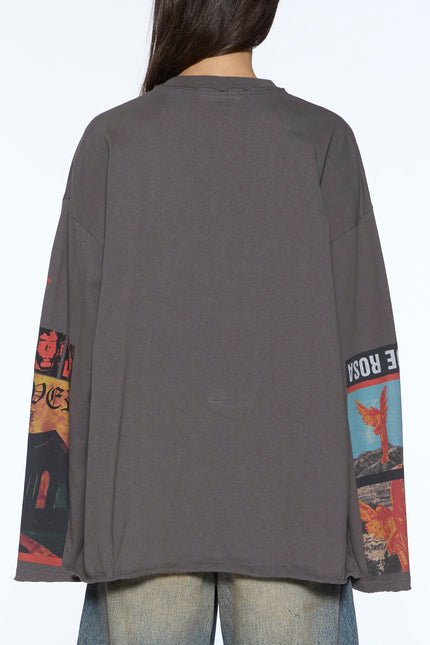 Ksubi Altar Long Sleeve Boyfriend Tee - Charcoal