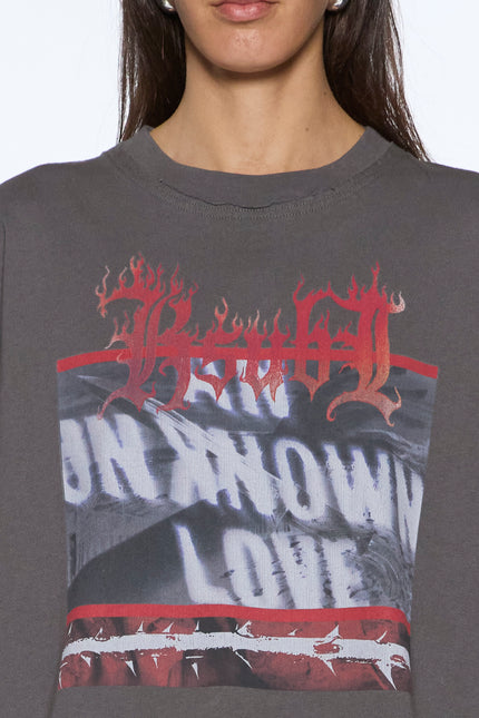 Ksubi Altar Long Sleeve Boyfriend Tee - Charcoal