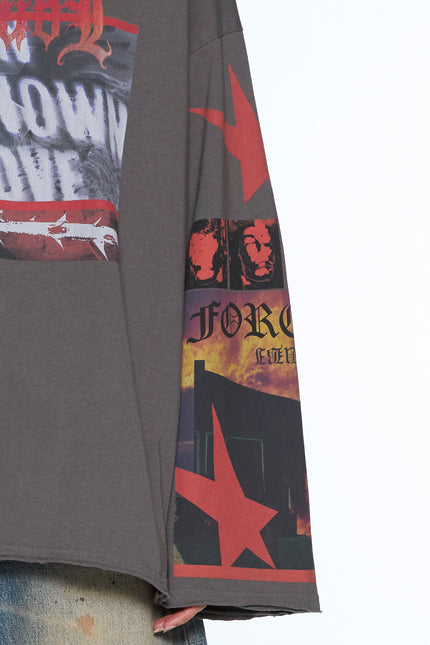 Ksubi Altar Long Sleeve Boyfriend Tee - Charcoal