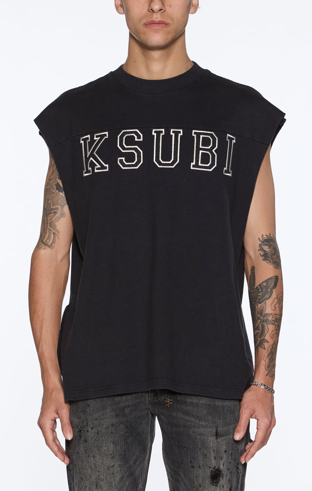 Ksubi Touchdown Ekcess Cut Off Tank - Jet Black