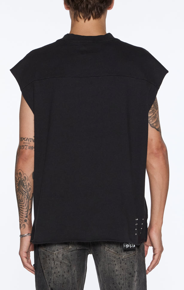 Ksubi Touchdown Ekcess Cut Off Tank - Jet Black