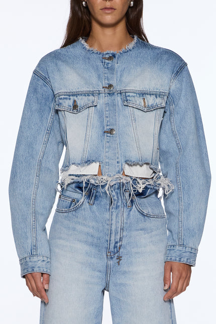 Ksubi Torn Off Crop Trucker Vapour - Denim