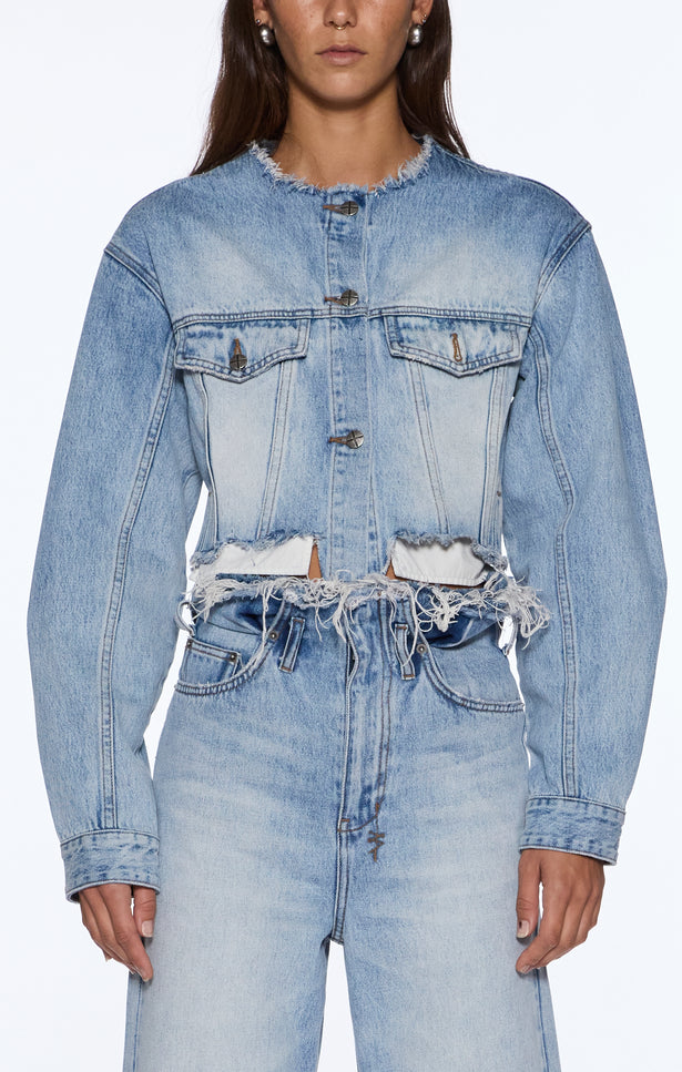 Ksubi Torn Off Crop Trucker Vapour - Denim
