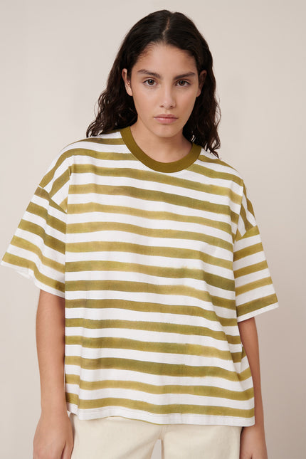 Kowtow Oversized Boxy tee - Brushstroke Stripe