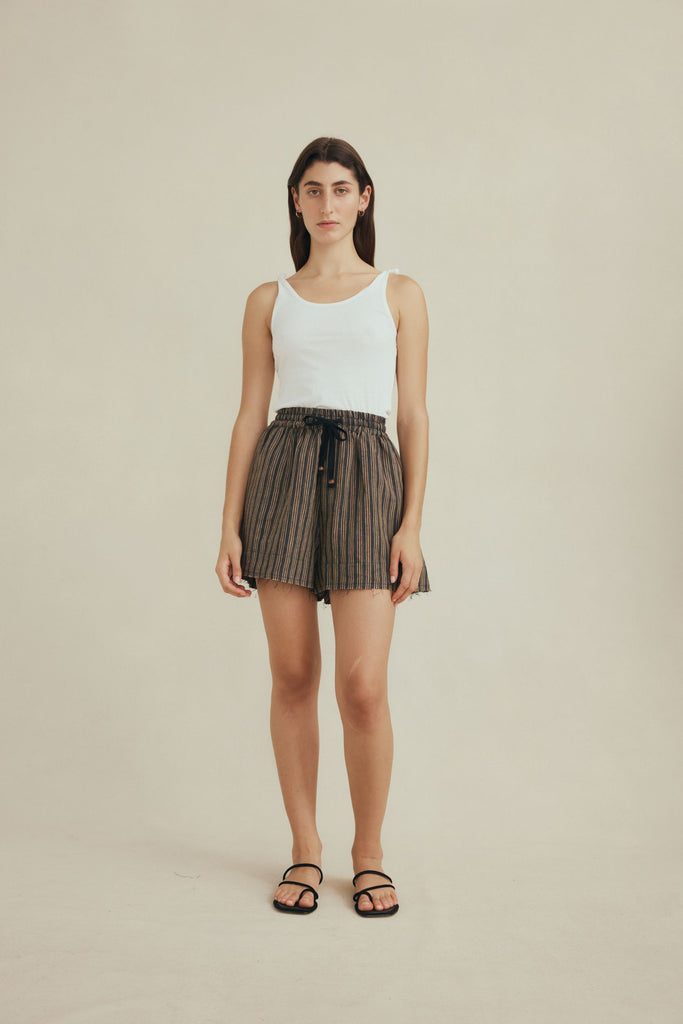 Marle Anzu Short - Black/Tan stripe