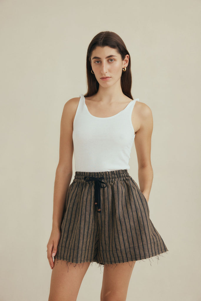 Marle Anzu Short - Black/Tan stripe