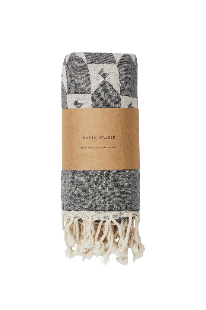 Karen Walker Monogram Turkish Towel - Dark Olive