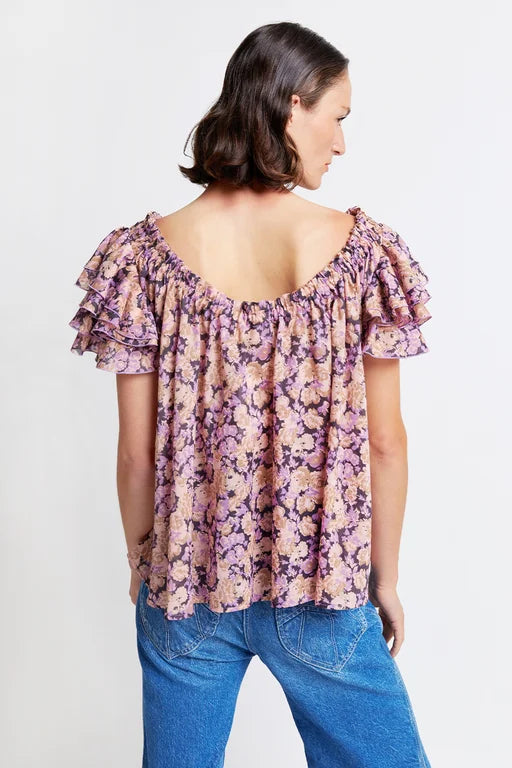 Karen Walker Organic Cotton Bounty Top - Mini Floral  Sandstorm